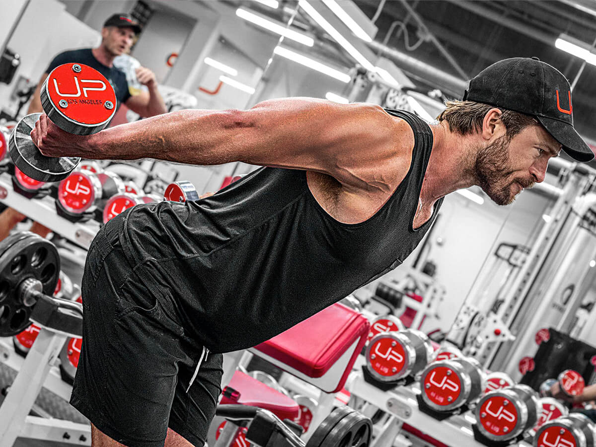 Glen Powell training at UP FITNESS