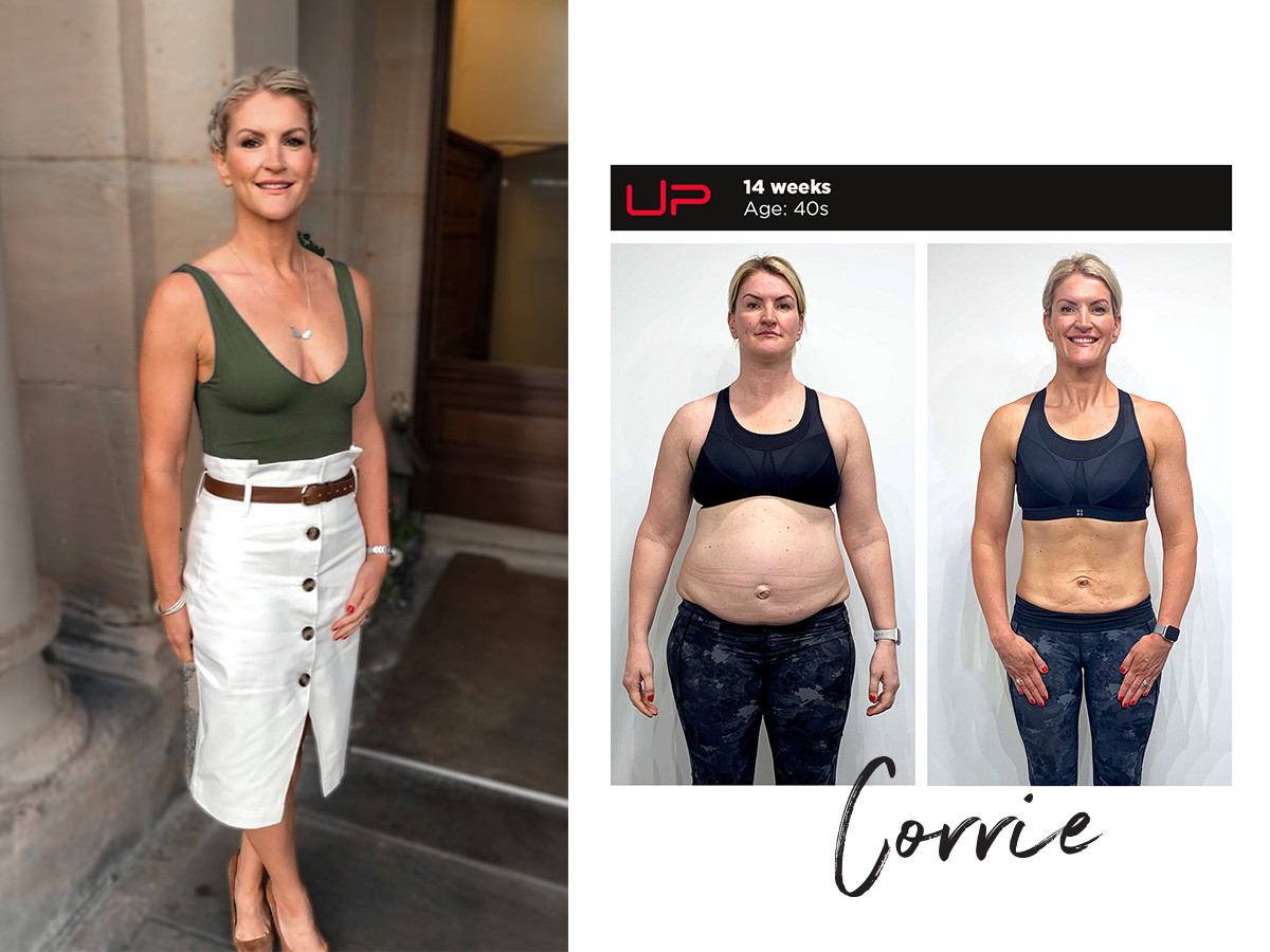 before and after body transformation by UP FITNESS